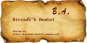 Bircsák Anatol névjegykártya